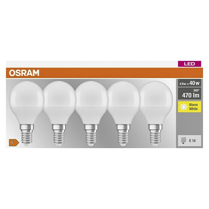 Osram LED-Lampen Set Tropfenform E14 matt (E14, Nicht Dimmbar, Warmweiß, 470 lm, 5,7 W) | BAUHAUS