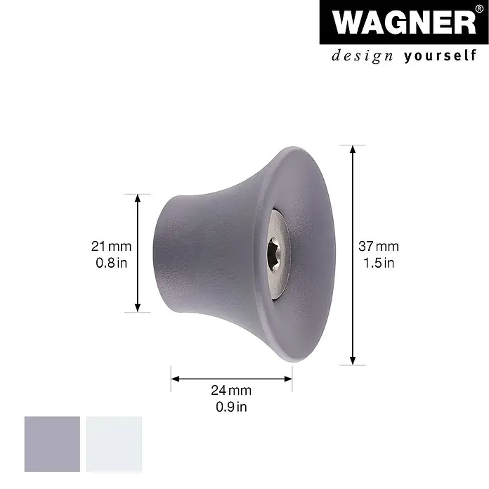Wagner System Garderobenhaken-Set - Ø x H: 50 x 30 mm, Schiefergrau, Lichtgrau, 4 Stk. - Produktbild eines grauen Möbelknopfes mit Größenangaben, der für modernes Design und Individualisierung steht.