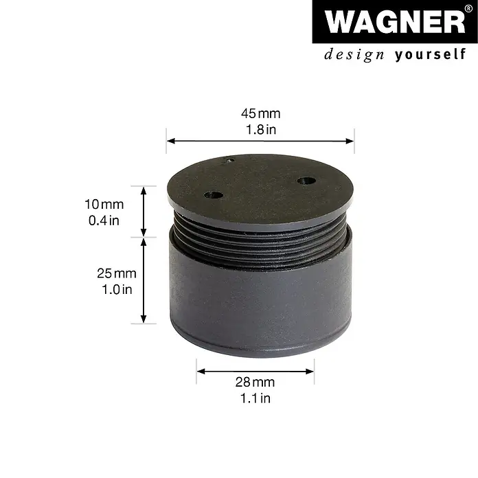 Wagner System Filzgleiter Basis Lounge - Durchmesser: 30 mm, 4 Stk., Rund - Nahaufnahme eines schwarzen, zylindrischen Wagner Möbelgleiters mit Größenangaben.