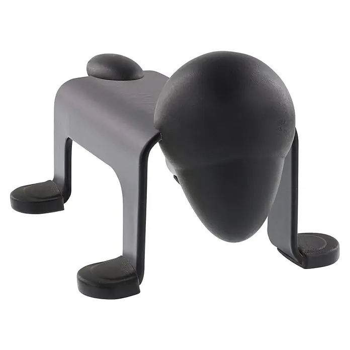 Wagner System Bodentürstopper EH5208 - L x B x H: 59 x 106 x 71 mm, Stahl, Schwarz - Nahaufnahme einer grauen Toilettenbürstenhalterung, die ein modernes und funktionales Design für Badezimmer zeigt.