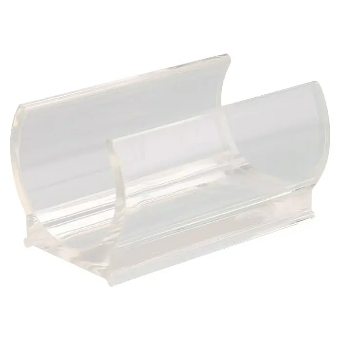 Wagner System Klemmschalengleiter - Durchmesser: 28,6 mm, Kunststoff, 4 Stk. - Ein transparenter Acryl-Tischkartenhalter für eine elegante Präsentation von Namensschildern oder Preisschildern. Das schlichte Design passt zu jeder Einrichtung.
