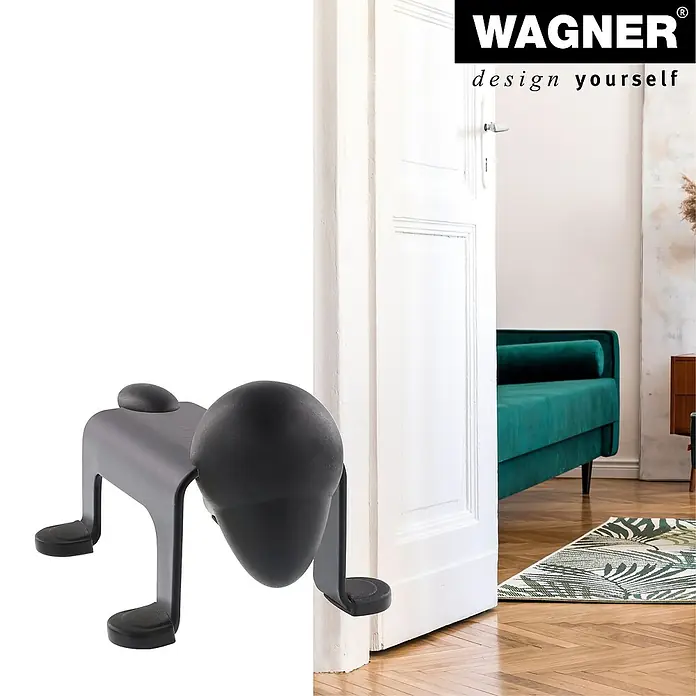Wagner System Bodentürstopper EH5208 - L x B x H: 59 x 106 x 71 mm, Stahl, Schwarz - Türstopper in Hundeform, aus Metall, zum Blockieren einer Tür. Praktisches und dekoratives Accessoire für Ihr Zuhause.