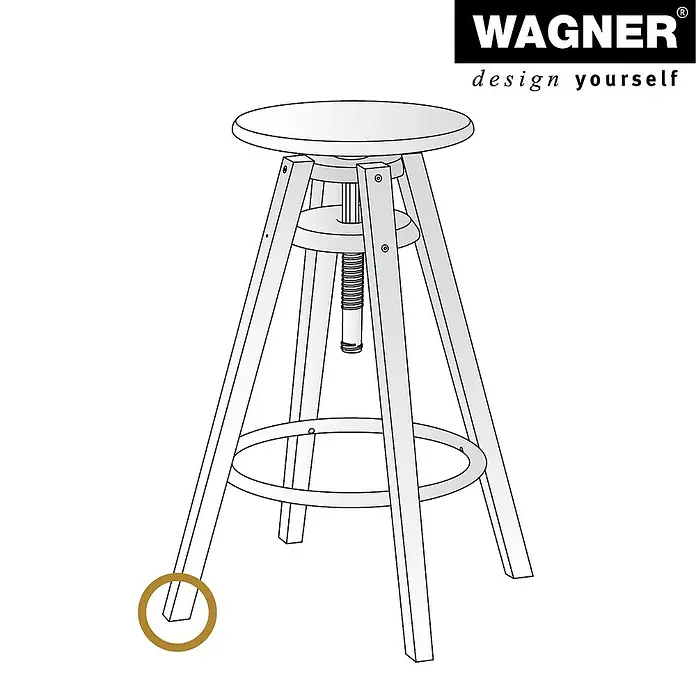 Wagner System Filzgleiter Syno Slim - Durchmesser: 25 mm, 4 Stk., Mit Schraube - Abbildung eines Wagner-Barhockers mit verstellbarer Höhe, ideal für moderne Einrichtungen.