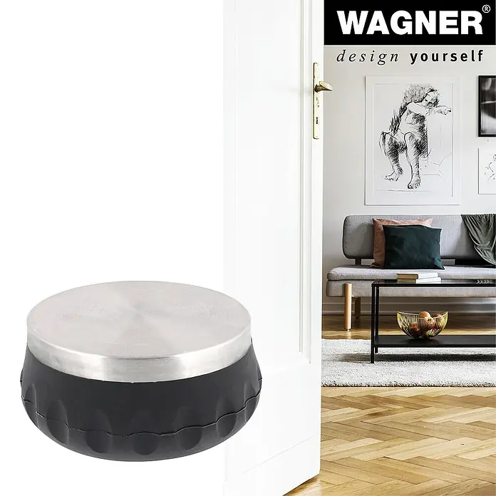 Wagner System Bodentürstopper EH5210 - Ø x H: 93 x 47 mm, Stahl - Der Wagner Türstopper in Schwarz und Silber ist ein praktisches Accessoire für jeden Haushalt, um Türen offen zu halten und Wände zu schützen.
