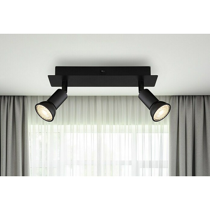 Globo Regleta Drew (70 W, L x An x Al: 6 x 25 x 9 cm, Negro, GU10, 2 ud.) | BAUHAUS