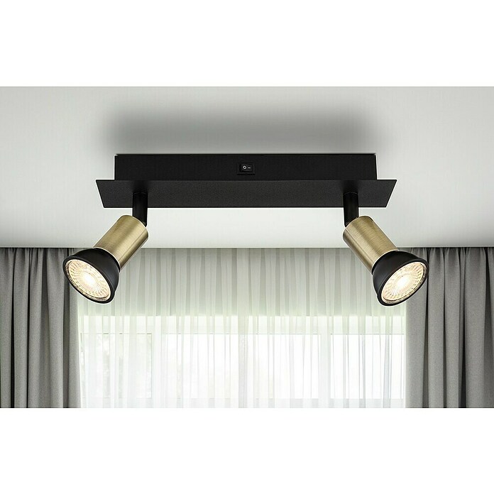 Globo Regleta Drew (70 W, L x An x Al: 6 x 25 x 9 cm, Negro/Cobre, GU10, 2 ud.) | BAUHAUS