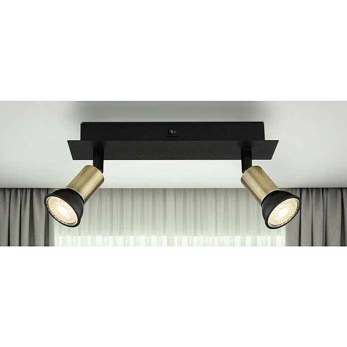 Globo Regleta Drew (70 W, L x An x Al: 6 x 25 x 9 cm, Negro/Cobre, GU10, 2 ud.) | BAUHAUS