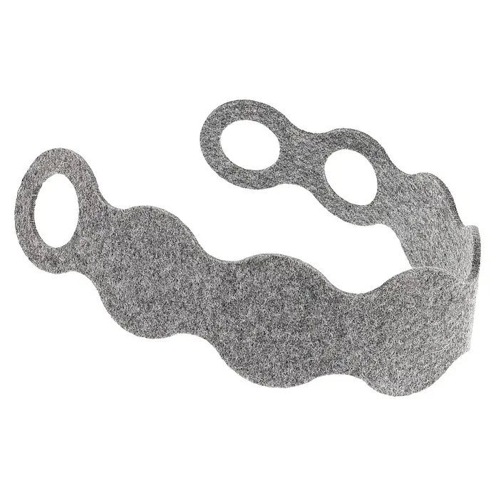 Wagner System Türkeil - L x B x H: 7,5 x 410 x 50 mm, Textil, Grau - Ein graues, wellenförmiges Stirnband aus Filz mit kreisförmigen Öffnungen, ein stilvolles und angenehmes Haaraccessoire.