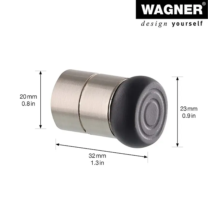 Wagner System Wandtürstopper EH5114 - 1 Stk., Edelstahl-Optik - Nahaufnahme des Türstoppers von Wagner mit Maßen.
