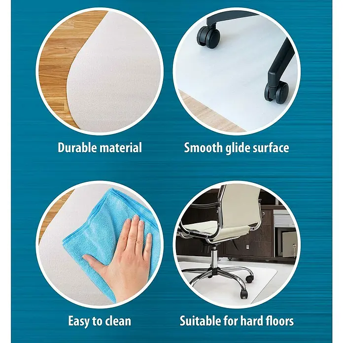 Alfombra protectora - Blanco, 90 x 90 cm - Alfombrilla para silla de oficina con características como durabilidad, fácil limpieza, superficie lisa y apta para pisos duros.