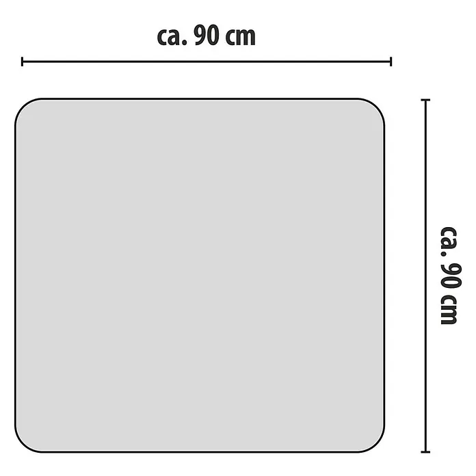 Alfombra protectora - Blanco, 90 x 90 cm - Ilustración de un producto cuadrado con esquinas redondeadas, dimensiones aproximadas 90 cm x 90 cm.
