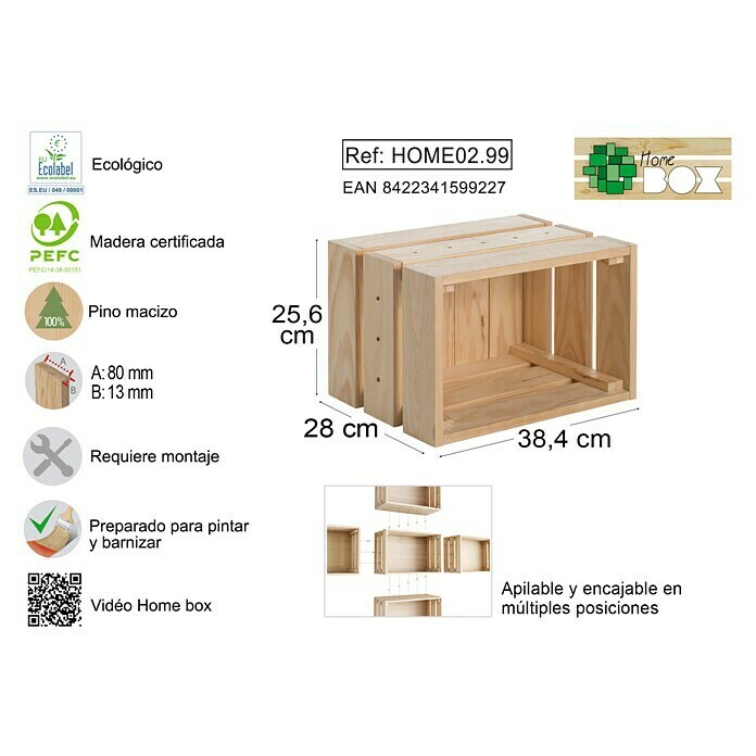 Caja Almacenaje Madera Maciza de Pino Home Box – ASTIGARRAGA