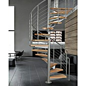 Atrium Spindeltreppe System (Farbton Metall: RAL 9006, Durchmesser: 168 cm, Buche, Geschosshöhe: 280 cm - 300 cm) | BAUHAUS