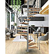 Atrium Spindeltreppe System (Farbton Metall: RAL 9006, Durchmesser: 168 cm, Buche, Geschosshöhe: 280 cm - 300 cm) | BAUHAUS