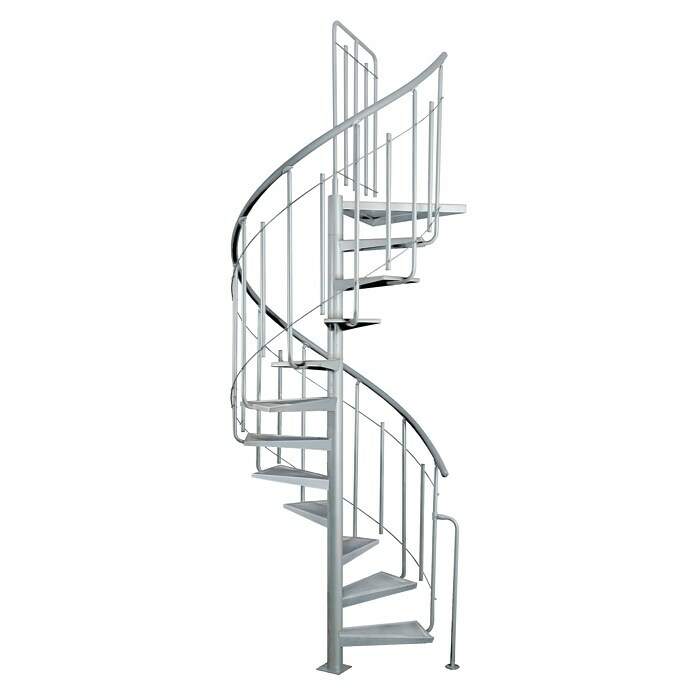 Atrium Spindeltreppe Solo Vertical (Farbton Metall: RAL 9006, Durchmesser: 120 cm, Stahl, Geschosshöhe: 264 cm - 286 cm) | BAUHAUS