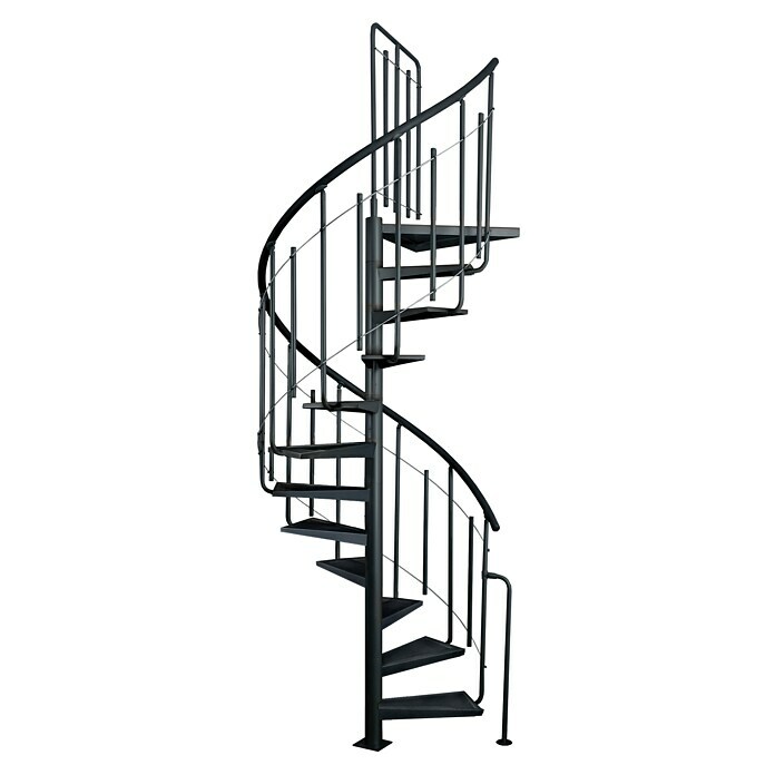 Atrium Spindeltreppe Solo Vertical (Farbton Metall: RAL 9005, Durchmesser: 120 cm, Stahl, Geschosshöhe: 264 cm - 286 cm) | BAUHAUS