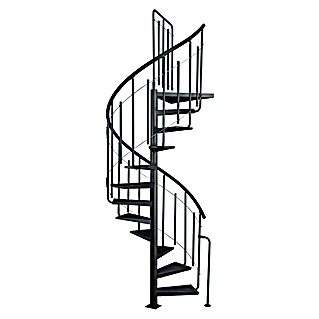 Atrium Spindeltreppe Solo Vertical (Farbton Metall: RAL 9005, Durchmesser: 120 cm, Stahl, Geschosshöhe: 264 cm - 286 cm)