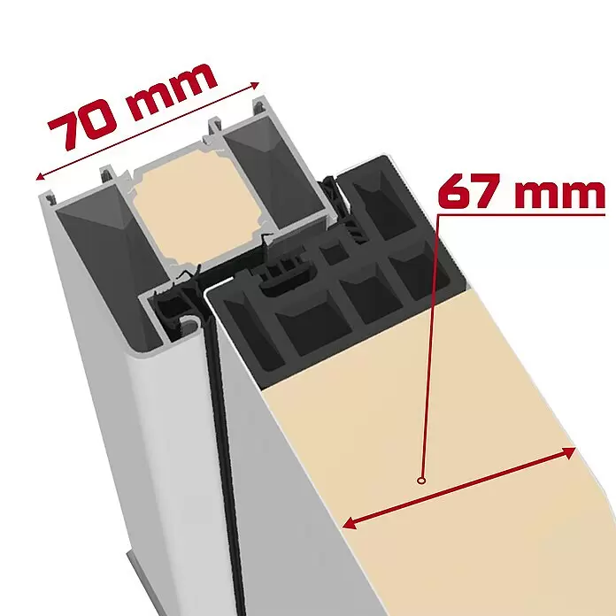 Splendoor Haustür Thermodoor PLUS SP45W100 x 210 cm, DIN Anschlag: Rechts, Verkehrsweiß - Skizze