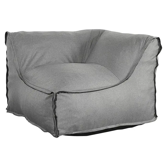 Loungemöbel-Set modular - 8 -tlg., Olefin, 3 Ecken, 5 Mitten, Grau - Ein grauer, würfelförmiger Sitzsack-Sessel mit lässiger Ausstrahlung, ideal für moderne Wohnräume und zum entspannten Relaxen.