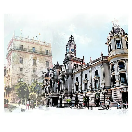 Cuadro pintado a mano Ayuntamiento Valencia