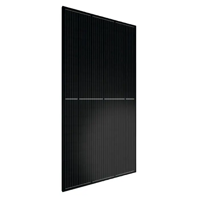 Panel solar Full Black - 400 W, Número de células solares: 108 ud., L x An x Al: 3,5 x 113,4 x 172,2 cm - Imagen de un panel solar negro para la generación de energía. El panel solar es rectangular y tiene una superficie lisa y oscura.