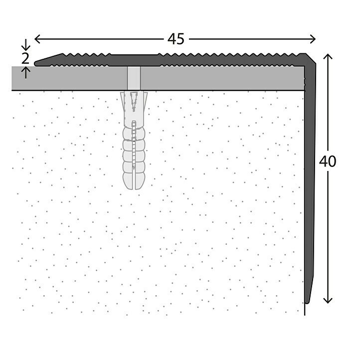 LOGOCLIC Treppenkantenprofil 294Silber, 1 m x 45 mm x 40 mm, Montageart: Schrauben Detail Shot
