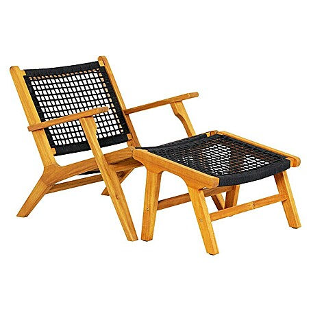 Gartensessel Cali (Robinie, Schwarz, B x T x H: 66 x 81 x 71 cm)