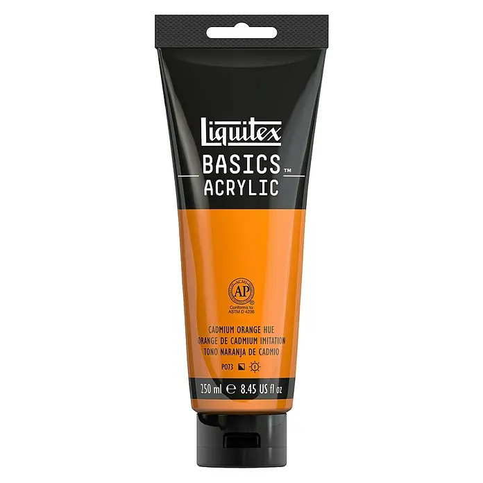 Liquitex Basics Acrylfarbe - Kadmiumorange, 250 ml - Die Liquitex Basics Acrylfarbe in Cadmiumorange ist ideal für Künstler. Die Farbe ist hochpigmentiert und bietet eine gute Deckkraft.