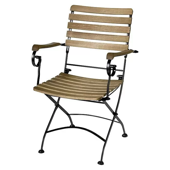 Sunfun Gartenmöbel-Set Diana/Moni - 5 -tlg., Holz, Naturbraun/Schwarz, Tischplatte ausziehbar - Diagonale Ansicht