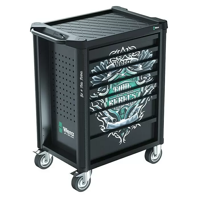 Wera Werkstattwagen Tool Rebel - L x B x H: 785 x 518 x 1.020 mm, Anzahl Schubladen: 7 Stk. - Diagonale Ansicht