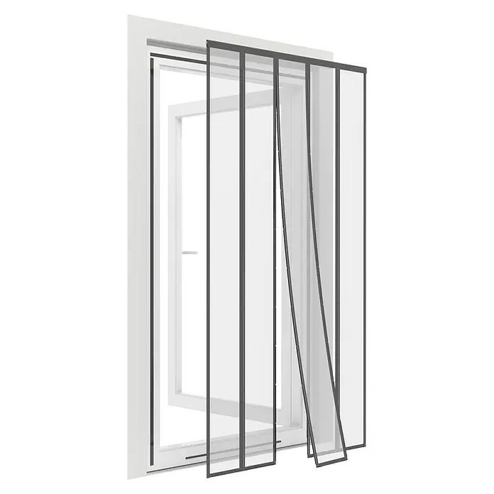 Easy Life Lamellenvorhang - B x H: 125 x 240 cm - Fenster mit Insektenschutzgitter. Das Gitter ist mit Magneten versehen, um es leicht zu öffnen und zu schließen.