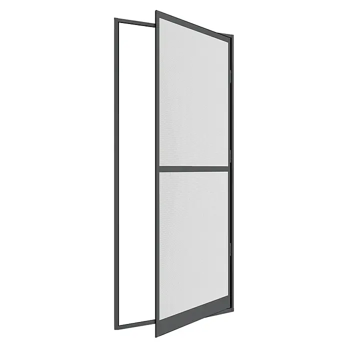 Easy Life proLINE Insektenschutztür - B x H: 100 x 210 cm, Anthrazit - Nahaufnahme einer eleganten, grauen zweigeteilten Tür mit einem dezenten weißen, texturierten Paneeldesign.