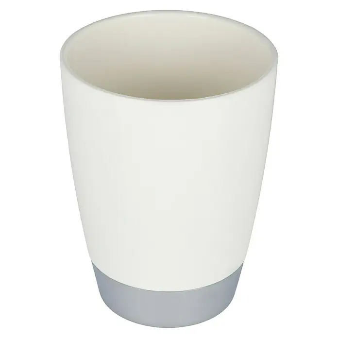 Venus Milano Zahnputzbecher - Weiß, Kunststoff, Verchromt - Weißer Trinkbecher mit grauer Basis, ideal für den täglichen Gebrauch. Das schlichte Design passt in jede Küche oder jedes Badezimmer.