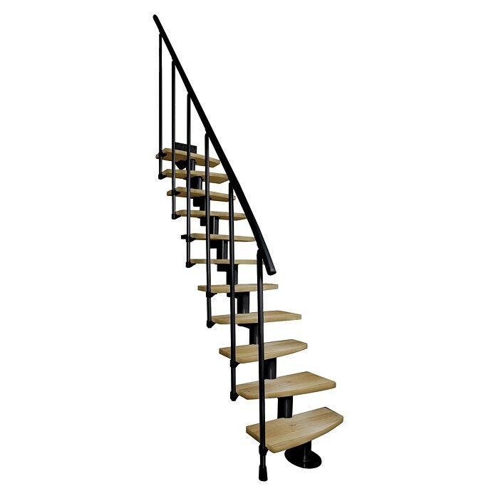 Atrium Raumspartreppe Mini Plus (Farbton Metall: RAL 9005, Breite: 60 cm, Buche, Geschosshöhe: 222 cm - 300 cm) | BAUHAUS