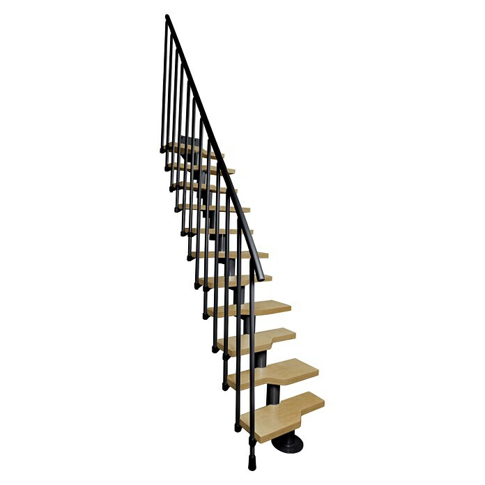 Atrium Raumspartreppe Mini Vertical (Farbton Metall: RAL 9005, Breite: 60 cm, Buche, Geschosshöhe: 222 cm - 300 cm) | BAUHAUS