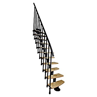 Atrium Raumspartreppe Mini Plus Vertical (Farbton Metall: RAL 9005, Breite: 60 cm, Buche, Geschosshöhe: 222 cm - 300 cm)