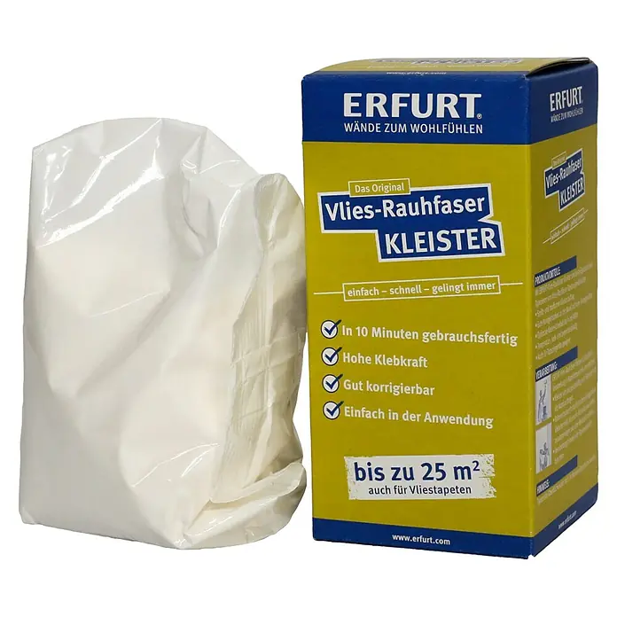 Erfurt Tapetenkleister Vlies-Rauhfaser Kleister - 200 g - Erfurt Vlies-Rauhfaser Kleister: Der Original Kleister für Vliestapeten, gebrauchsfertig in 10 Minuten für bis zu 25 m².