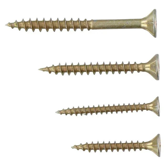 Kit de tornillos - 250 pzs. - Tornillos de diferentes tamaños. Los tornillos de madera dorados son ideales para muchas aplicaciones y se caracterizan por su alta calidad.