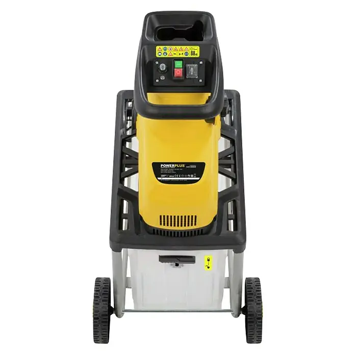 PowerPlus Biotrituradora eléctrica de rodillo POWXG6462 - Grosor de rama máx.: 4,5 cm, 2.800 W - Trituradora de jardín Powerplus para residuos de jardín con chasis robusto y caja de recogida grande para triturar ramas y ramitas eficazmente.