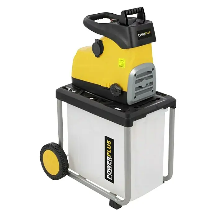 PowerPlus Biotrituradora eléctrica de rodillo POWXG6462 - Grosor de rama máx.: 4,5 cm, 2.800 W - Trituradora Powerplus con recipiente para residuos de jardín, robusta y potente. Ideal para el mantenimiento del jardín.