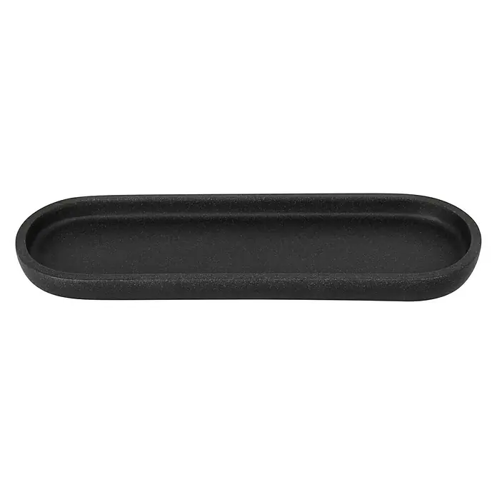 Camargue Badablage Stone - Breite: 31,5 cm, Polyresin, Anthrazit - Elegante, längliche Schale in Schwarz. Ideal als Ablage für Schmuck, Schlüssel oder andere kleine Gegenstände im Eingangsbereich oder auf dem Nachttisch.