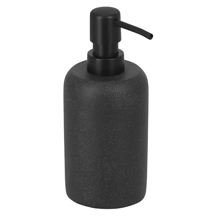 Camargue Seifenspender Stone - Polyresin, Schwarz - Schwarzer Seifenspender mit Pumpkopf, ideal für Bad oder Küche. Das stilvolle Design verleiht jedem Raum eine elegante Note.