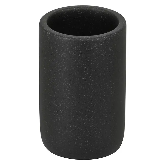 Camargue Zahnputzbecher Stone - Polyresin, Anthrazit, Höhe: 11,5 cm - Ein stilvoller, mattschwarzer Stifthalter. Perfekt für den Schreibtisch.
