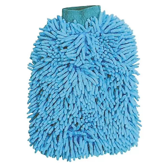 Yachticon Mikrofaser-Waschhandschuh - L x B: 22 x 17 cm - Blauer Chenille-Mikrofaser-Waschhandschuh zur Fahrzeugreinigung.