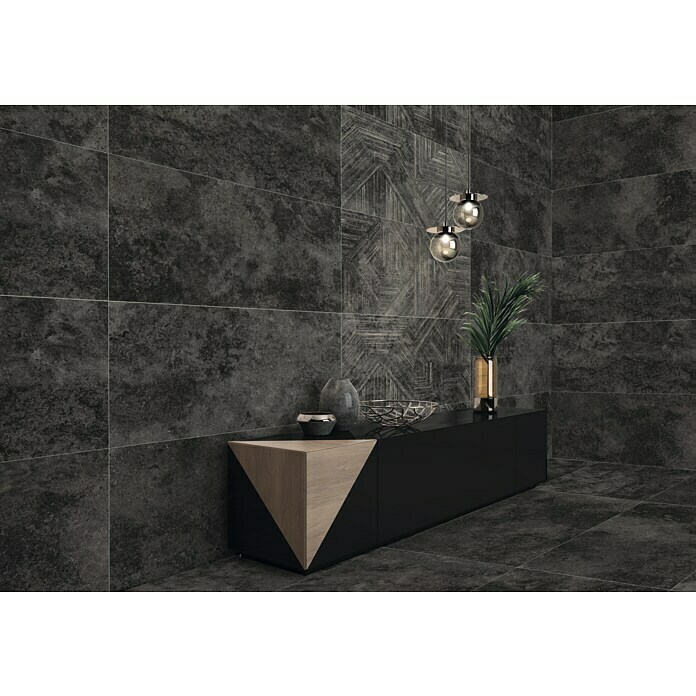Feinsteinzeugfliese Millstone (120 x 60 cm, Schwarz, Matt) | BAUHAUS