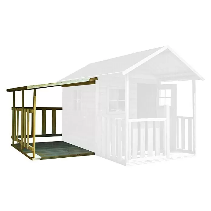 Erweiterungsmodul für Spielhaus Leonie - 150 x 106 x 120 cm, Holz, Natur, Passend für: Spielhaus Leonie - Diagonale Ansicht