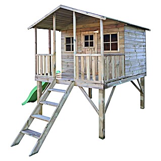 Spielhaus Finn mit Rutsche (L x B x H: 239 x 190 x 256 cm, Holz, Natur)
