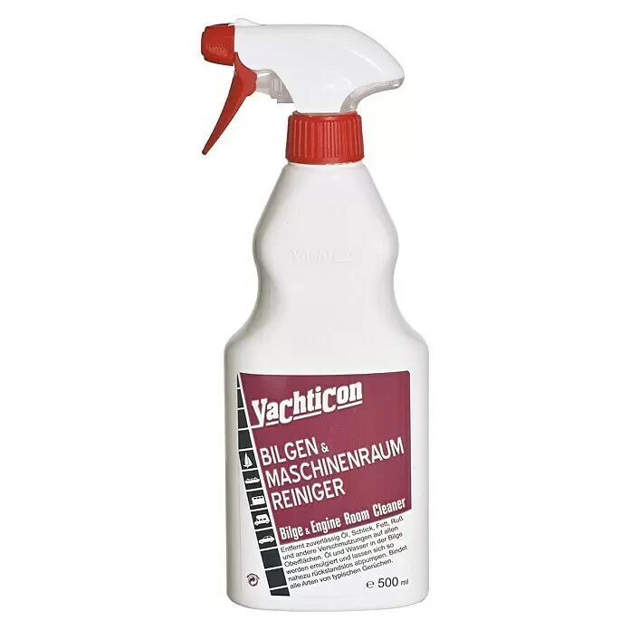 Yachticon Bootsreiniger für Bilgen und Maschinenraum - 500 ml - Weiße Yachticon Bilgen- & Maschinenraumreiniger Sprühflasche mit rotem Sprühkopf, 500 ml.
