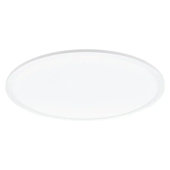 Tween Light LED-Panel rund RC-CCT-DIM - 35 W, Ø x H: 60 x 5 cm, Weiß, Mehrfarbig - Nahaufnahme einer runden, flachen, weißen LED-Deckenleuchte. Das schlichte Design sorgt für eine moderne und elegante Beleuchtung.