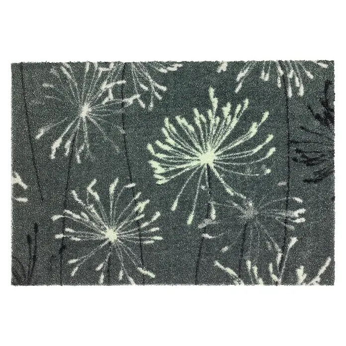 SCHÖNER WOHNEN-Kollektion Fußmatte Pusteblume - Grau/Mint, 100 x 67 cm - Fußmatte mit stilisiertem Pusteblumen-Muster in Grau und Weiß für den Innen- und Außenbereich. Strapazierfähige und dekorative Bodenausstattung.